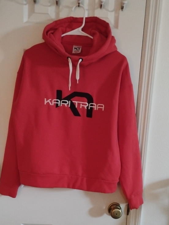 Kari Traa Tops - Kari Traa Women's Coral-Red Crewneck Hoodie with Logo M